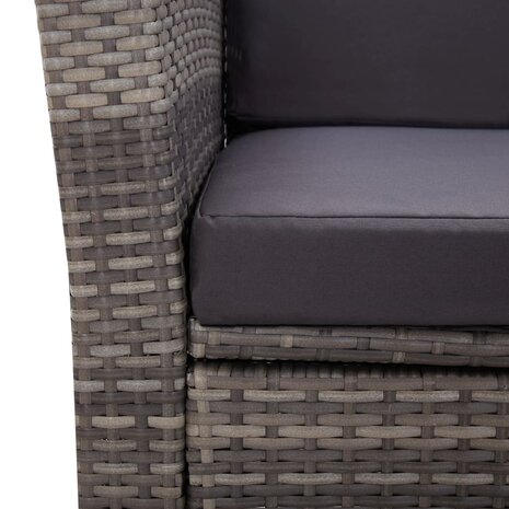 4-delige Loungeset met kussens poly rattan grijs