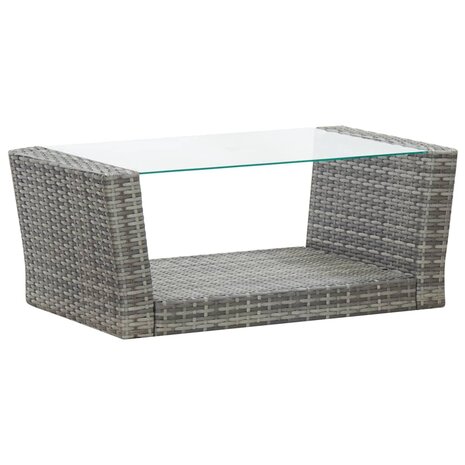 4-delige Loungeset met kussens poly rattan grijs