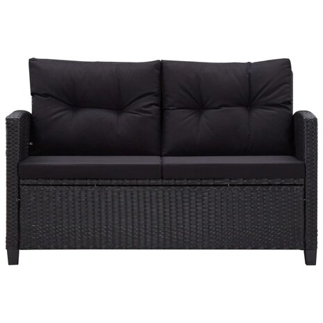 3-delige Tuinset met kussens poly rattan zwart