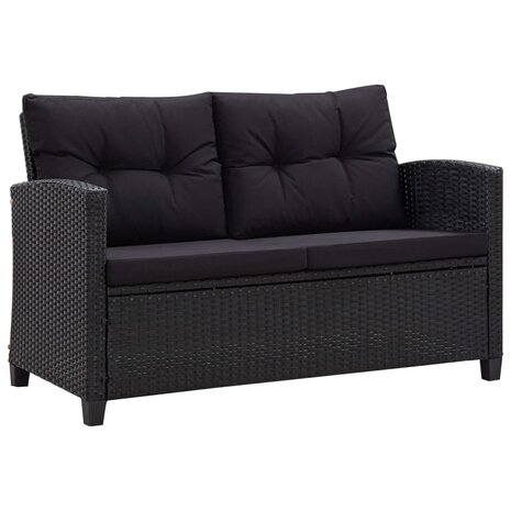 3-delige Tuinset met kussens poly rattan zwart