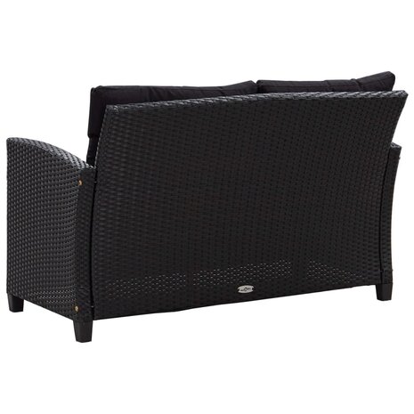 3-delige Tuinset met kussens poly rattan zwart
