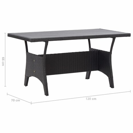 3-delige Tuinset met kussens poly rattan zwart