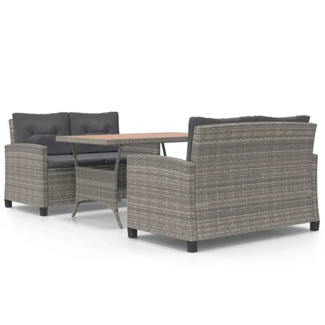 3-delige Tuinset poly rattan en massief acaciahout