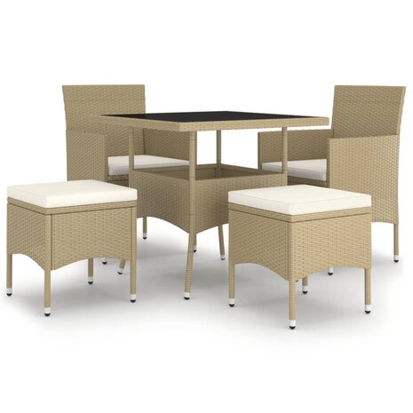 5-delige Loungeset poly rattan beige