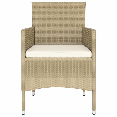 5-delige Bistroset poly rattan en gehard glas beige