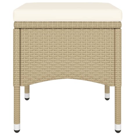 5-delige Bistroset poly rattan en gehard glas beige