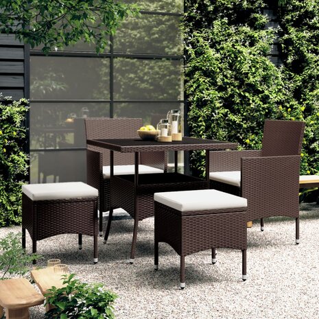 5-delige Loungeset poly rattan bruin