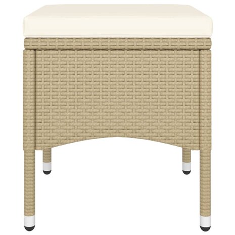 5-delige Bistroset poly rattan en gehard glas beige