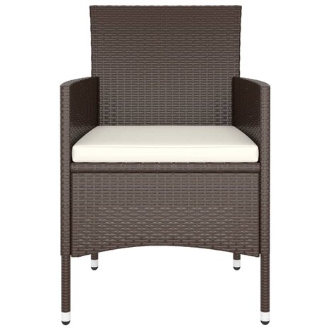 5-delige Bistroset poly rattan en gehard glas bruin
