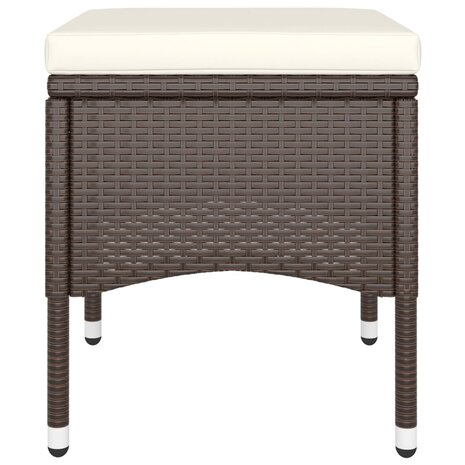 5-delige Bistroset poly rattan en gehard glas bruin