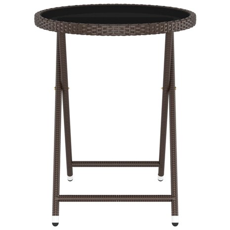 5-delige Bistroset poly rattan en gehard glas bruin