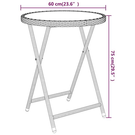 5-delige Bistroset poly rattan en gehard glas bruin