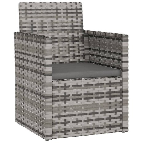 3-delige Loungeset met kussens poly rattan grijs