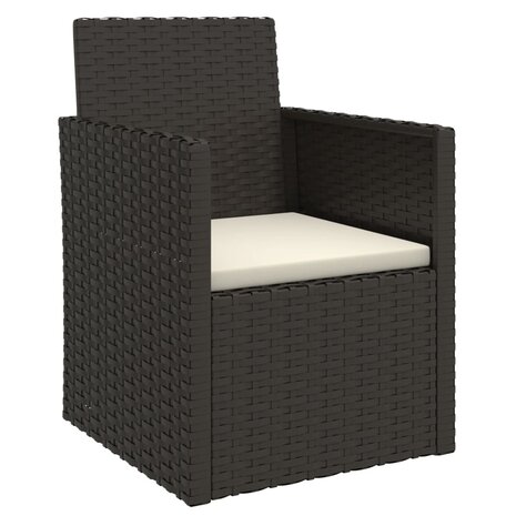 4-delige Loungeset met kussens poly rattan zwart