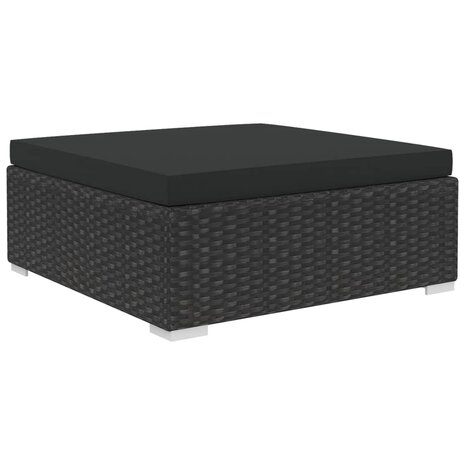 6-delige Loungeset met kussens poly rattan zwart