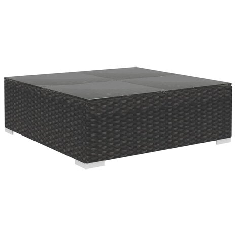 6-delige Loungeset met kussens poly rattan zwart