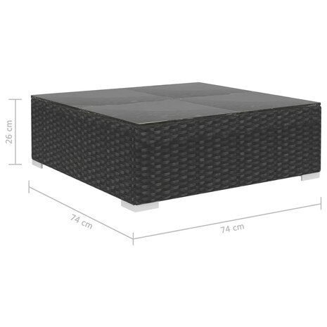 5-delige Loungeset met kussens poly rattan zwart