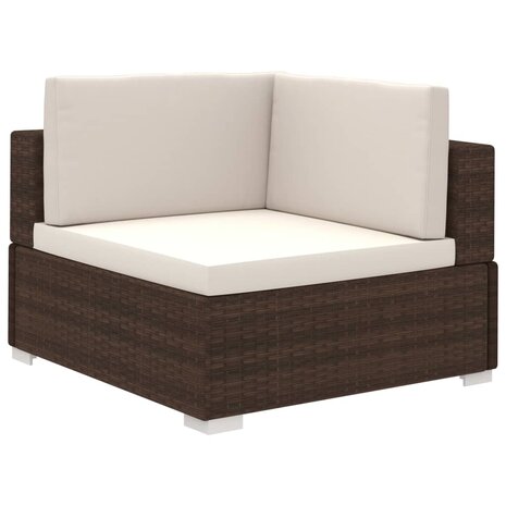 8-delige Loungeset met kussens poly rattan bruin