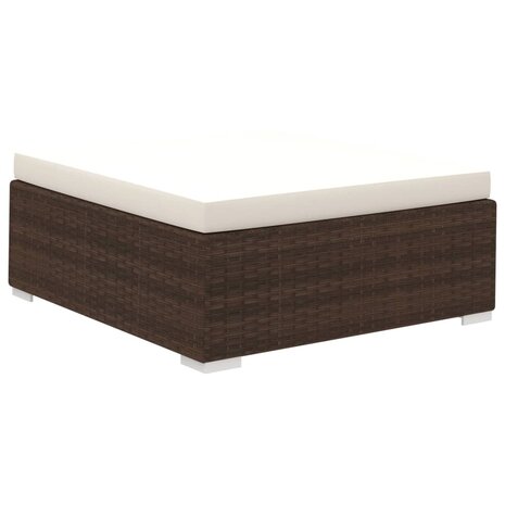 8-delige Loungeset met kussens poly rattan bruin
