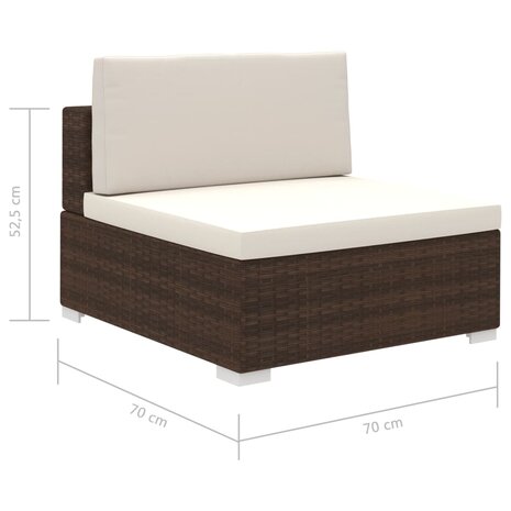 8-delige Loungeset met kussens poly rattan bruin
