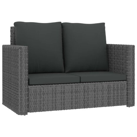 2-delige Loungeset met kussens poly rattan grijs