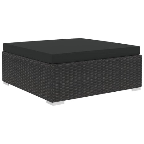 6-delige Loungeset met kussens poly rattan zwart