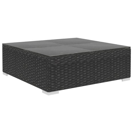 6-delige Loungeset met kussens poly rattan zwart
