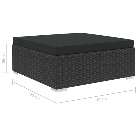 6-delige Loungeset met kussens poly rattan zwart