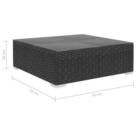 6-delige Loungeset met kussens poly rattan zwart