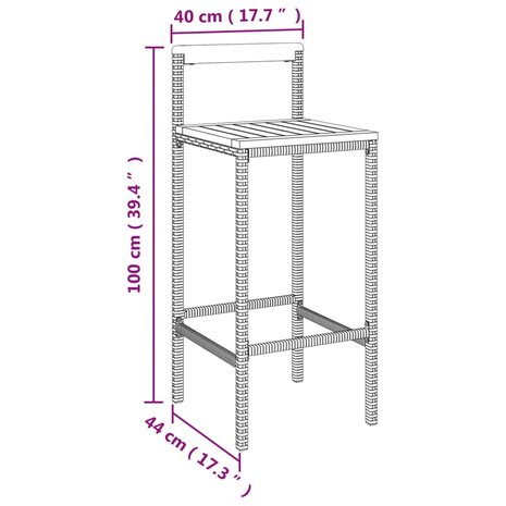 9-delige Tuinbarset poly rattan en massief acaciahout grijs