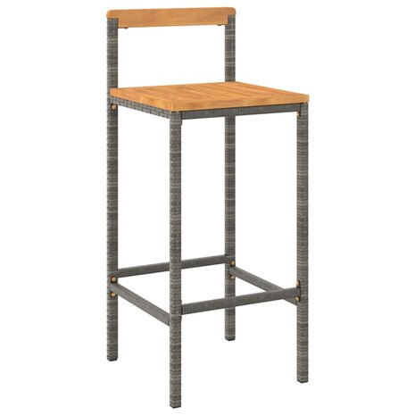 5-delige Tuinbarset poly rattan en massief acaciahout grijs
