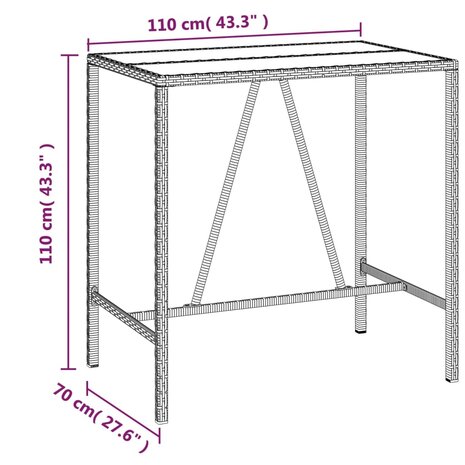 5-delige Tuinbarset poly rattan en massief acaciahout grijs