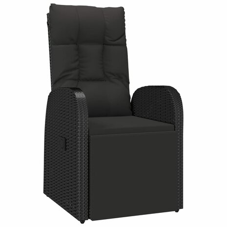 7-delige Tuinset met kussens poly rattan zwart