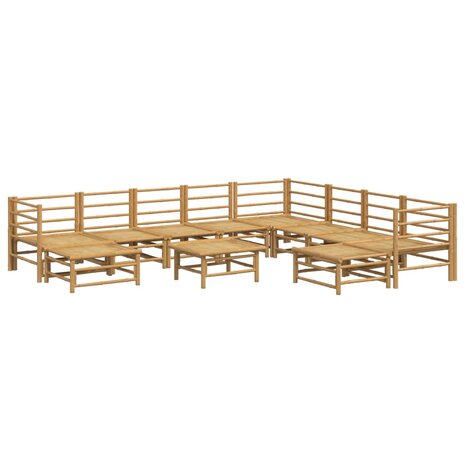 11-delige Loungeset met kussens bamboe lichtgrijs