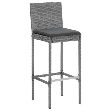 9-delige Tuinbarset met kussens poly rattan grijs