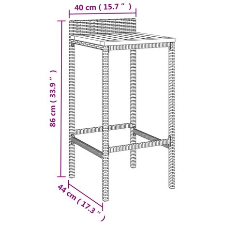 5-delige Tuinbarset poly rattan en massief acaciahout grijs