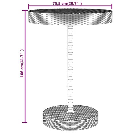 5-delige Tuinbarset poly rattan en massief acaciahout grijs