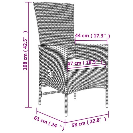 7-delige Tuinset met kussens poly rattan beige