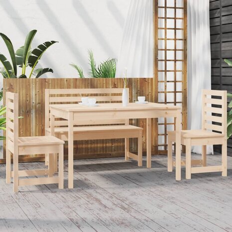 4-delige Tuinset massief teakhout