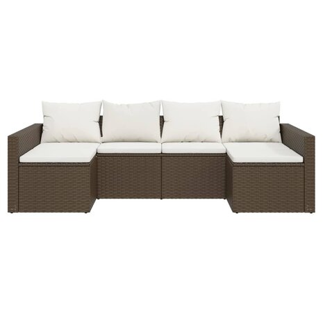 2-delige Loungeset met kussens poly rattan bruin