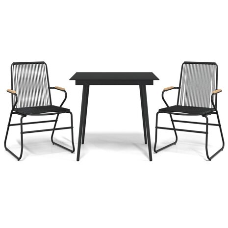 3-delige Tuinset PVC-rattan zwart
