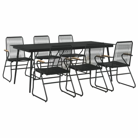 7-delige Tuinset PVC-rattan zwart