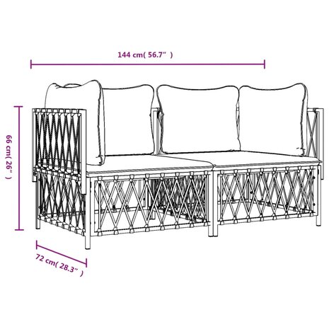 2-delige Loungeset met kussens staal antracietkleurig