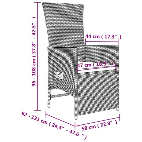 9-delige Tuinset met kussens poly rattan beige