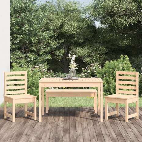 4-delige Tuinset massief teakhout