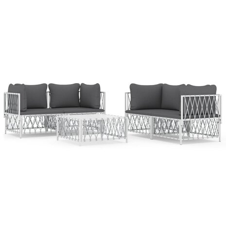 5-delige Loungeset met kussens staal wit