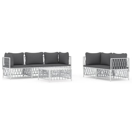 6-delige Loungeset met kussens staal wit