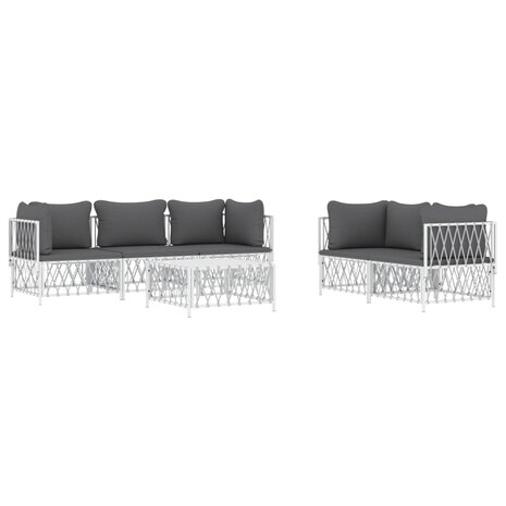 6-delige Loungeset met kussens staal wit