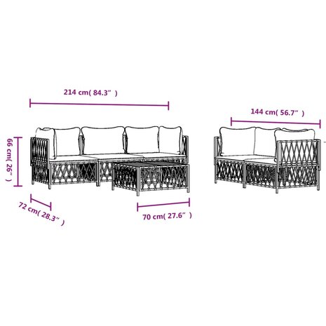 6-delige Loungeset met kussens staal wit