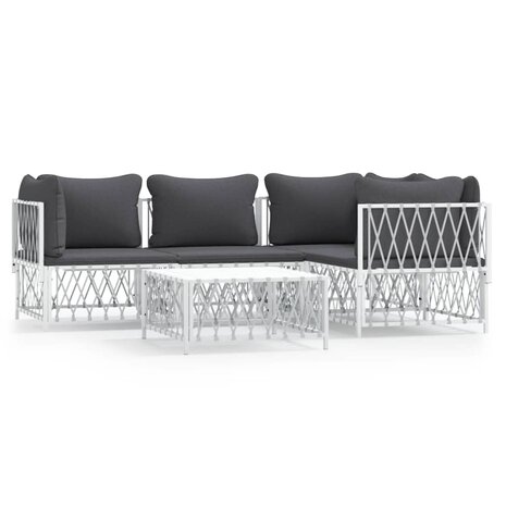 5-delige Loungeset met kussens staal wit